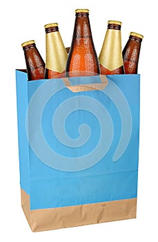 Bag with brown beer bottles