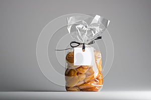 Bag of candied apricots with blank label and copy space