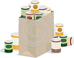 Bag of canned goods photo