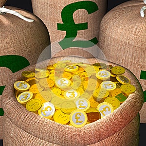 Bag Of Coins Showing British Prosperity