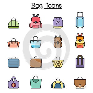 Bag color line icon set