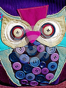 Bag decorated with colorful buttons