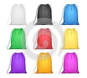 Bag drawstring, textile sack for shoes or clothes photo