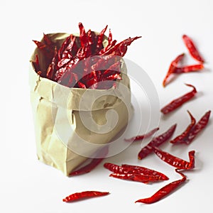 Bag of dried red chilies