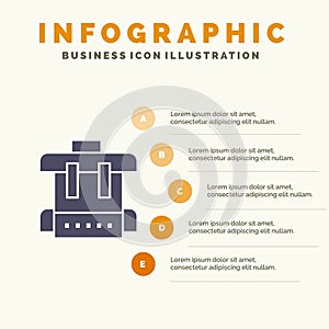 Bag, Education, School Solid Icon Infographics 5 Steps Presentation Background