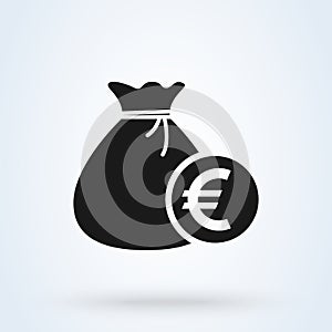 Bag euro money. vector Simple modern icon design illustration photo