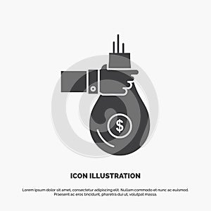 Bag, finance, give, investment, money, offer Icon. glyph vector gray symbol for UI and UX, website or mobile application