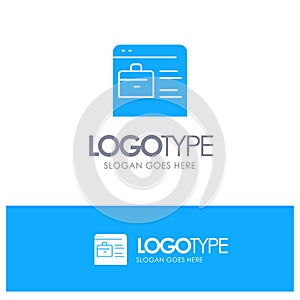 Bag, Find Job, Job Website, Online Portfolio Blue Solid Logo with place for tagline photo