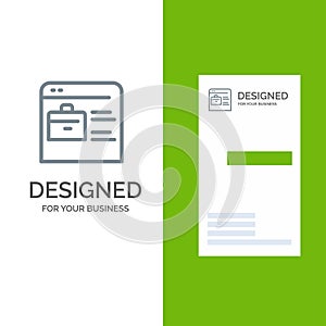 Bag, Find Job, Job Website, Online Portfolio Grey Logo Design and Business Card Template photo