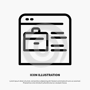 Bag, Find Job, Job Website, Online Portfolio Line Icon Vector photo