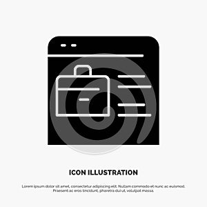 Bag, Find Job, Job Website, Online Portfolio solid Glyph Icon vector photo
