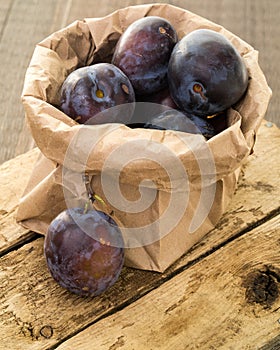 Bag of Fresh Purple Plums