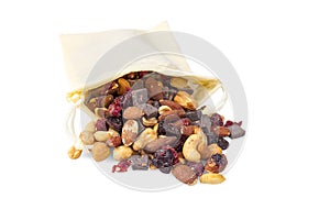 Bag Full Of Dried Fruit, Nuts And Chocolate Chunks Trail Mix
