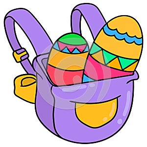 A bag full of easter eggs. carton emoticon. doodle icon drawing