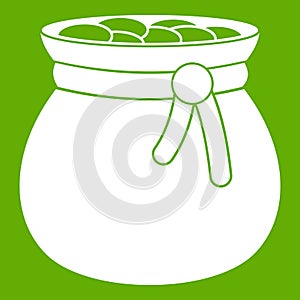 Bag full of gold coins icon green