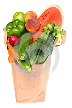 Bag full of healthy fruits and vegetables