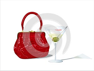 Bag & glass of martini