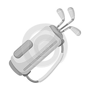 A bag with golf clubs.Golf club single icon in monochrome style vector symbol stock illustration web.