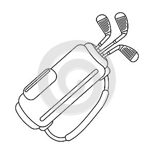 A bag with golf clubs.Golf club single icon in outline style vector symbol stock illustration web.