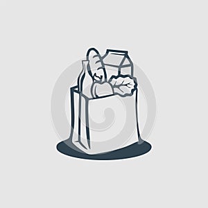 Bag and groceries monogram logo design inspiration