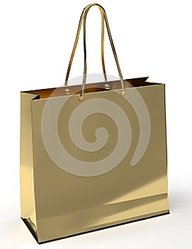 Bag with handles for purchase in the shop with metallic gold effect photo