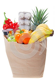 Bag of healthy fruits and vegetables