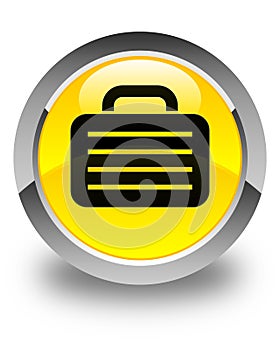 Bag icon glossy yellow round button