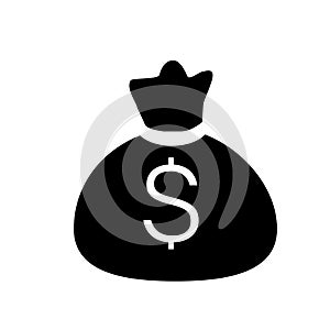 bag icon with money on a white background  vector illustration