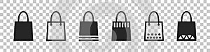 Bag icon set. Flat icons. Shopping bag signs for design. Vector illustration