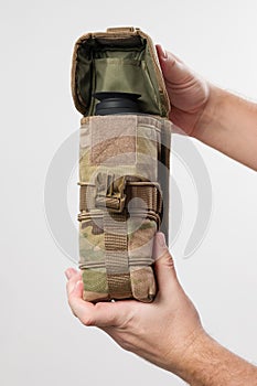 The bag is a military-style pixel case for storing a monocular.