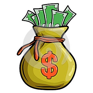 Bag money doodle icon vector ,rich simple icon