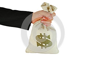 Bag of money in hand