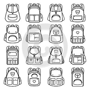 Bag pack linear icons