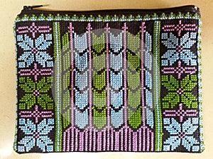 Bag with Palestinian embroidery - blue green purp