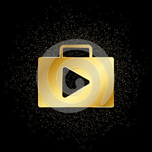 bag, play, store gold icon. Vector illustration of golden particle background