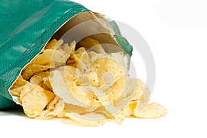Bag of Potato Chips on White Background