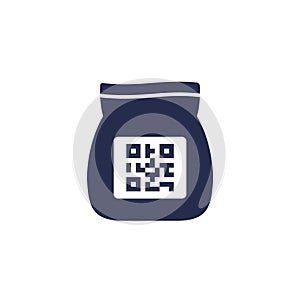 bag with qr code icon on white