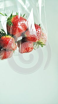 Bag of ripe strawberries