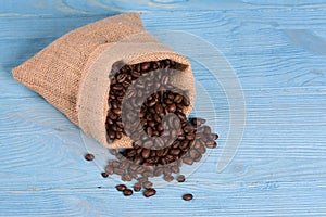 Bag of roasted coffe beans