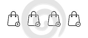 Bag shopping vector icon set. Collection of high quality outline bag symbol for apps and website