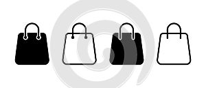 Bag shopping vector icon set. Line shopping bag symbol for apps and website