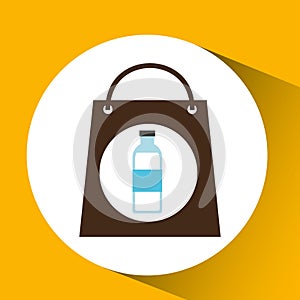 Bag shopping water bottle icon