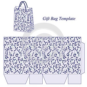 Bag template with alphabet pattern