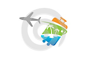 Bag travel Airplane Creative Air Design Logo