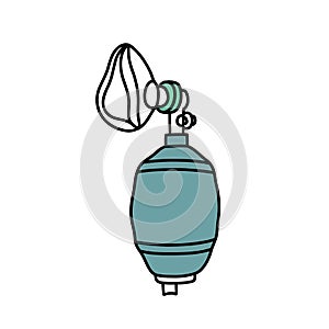 Bag valve mask doodle icon, vector color line illustration