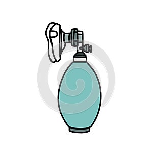 Bag valve mask doodle icon, vector color line illustration