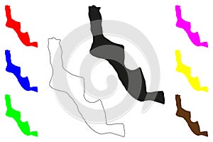 Bagaha city (Republic of India, State of Bihar) map vector illustration,