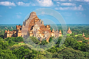 Bagan, Myanmar ancient temple ruins landscape in the archaeological zone