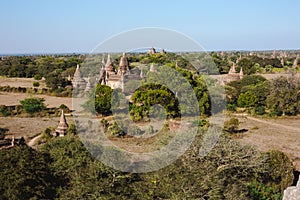 Bagan, Myanmar - FEB 22th 2014: Landscape view with silhouettes