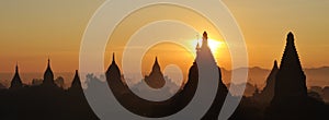 Bagan temples at sunrise in Myanmar